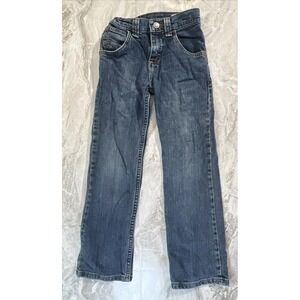Wrangler Jeans Boys Size 8 Slim Denim Blue Jeans Adjustable Waist Cowboy 5SCBWS2